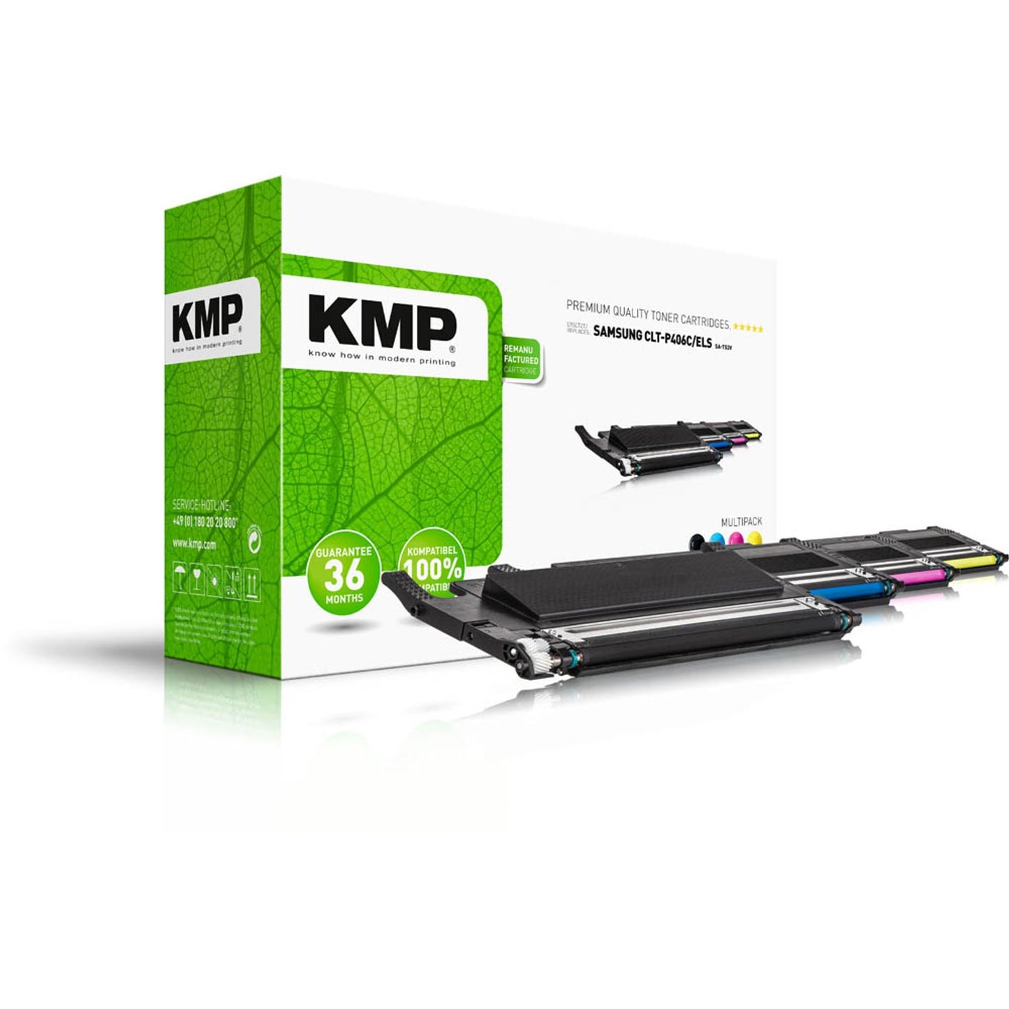 KMP SA-T53V schwarz, cyan, magenta, gelb Toner kompatibel zu SAMSUNG CLT-P406C (SU375A), 4er-Set | 3510,0005 | 1 Pack = 4 St.