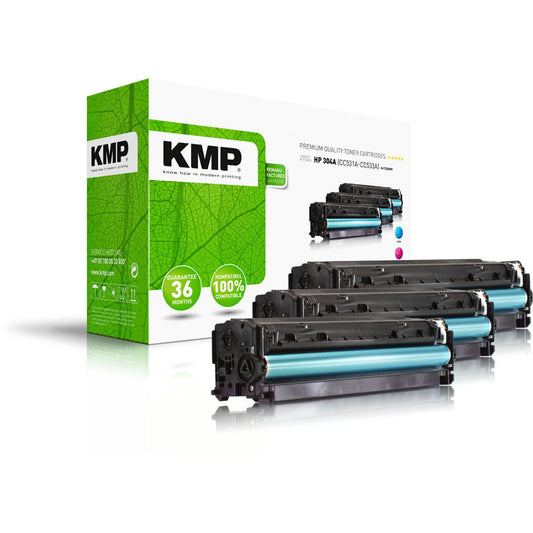 KMP H-T122CMY cyan, magenta, gelb Toner kompatibel zu HP 304A (CF372AM), 3er-Set | 1218,0030 | 1 Pack = 3 St.