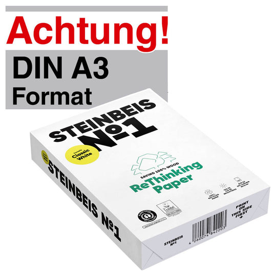 STEINBEIS Recyclingpapier No.1 DIN A3 80 g/qm | 8024B80B | 1 Pack = 500 Blatt