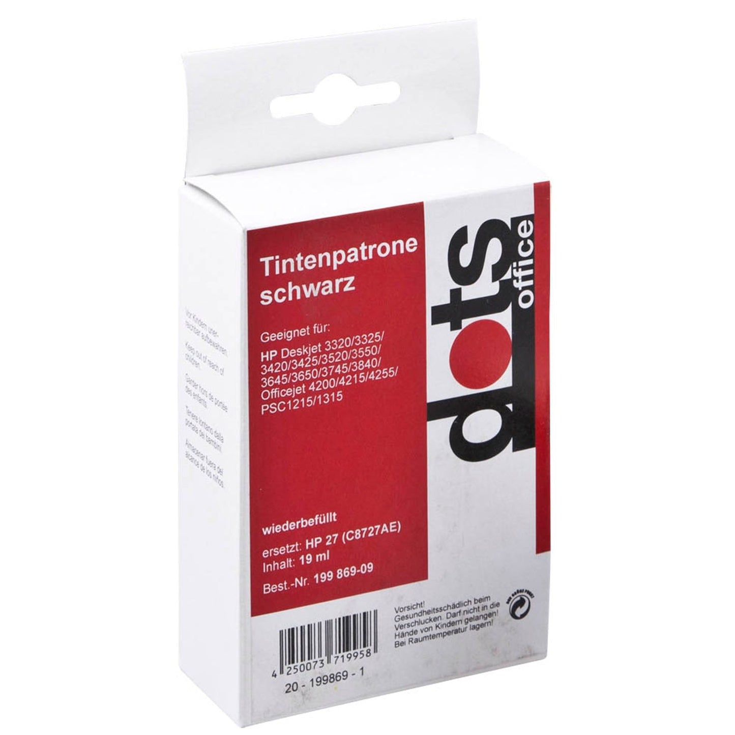 dots schwarz Druckerpatrone kompatibel zu HP 27 (C8727AE) | 0997,4271-DOTS