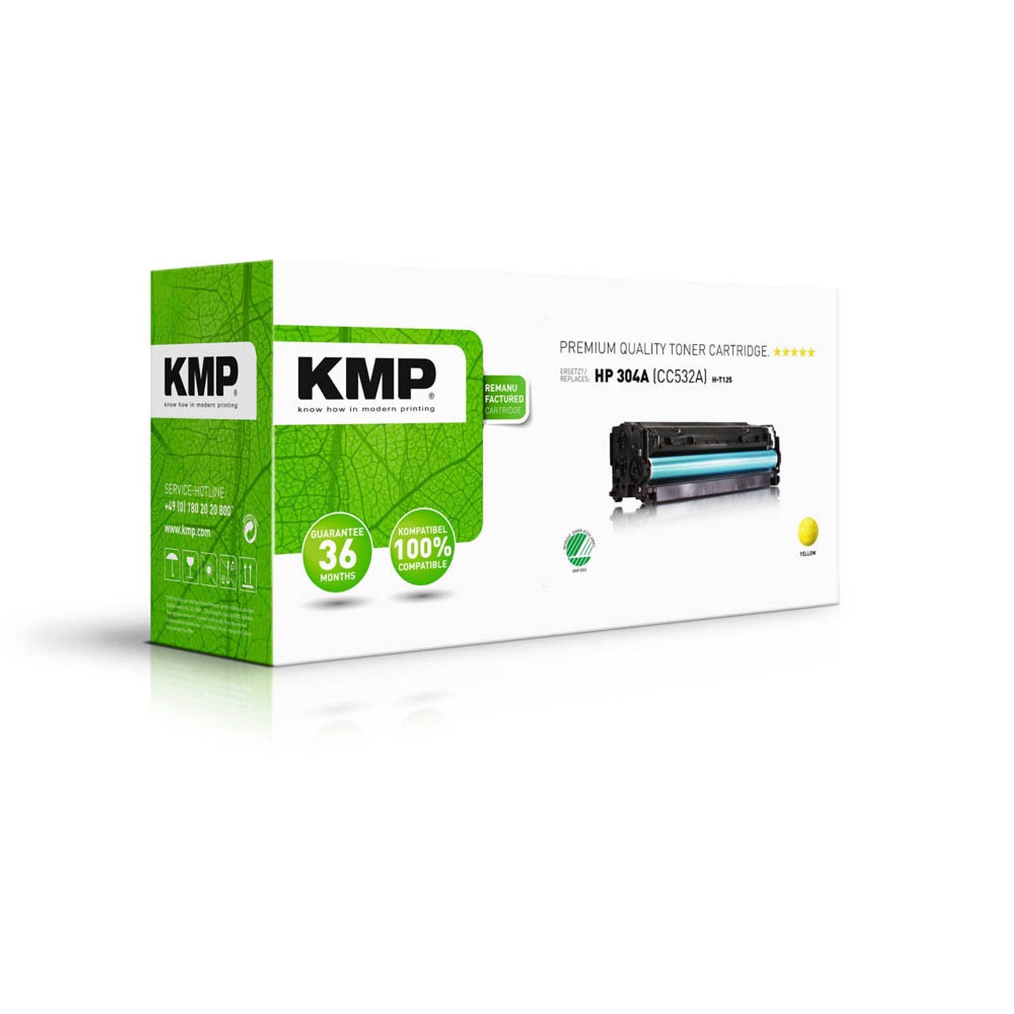 KMP H-T125 gelb Toner kompatibel zu HP 304A (CC532A) | 1218,0009