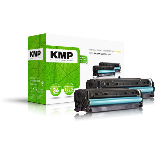 KMP H-T122D schwarz Toner kompatibel zu HP 304A (CC530AD), 2er-Set | 1218,0021 | 1 Pack = 2 St.