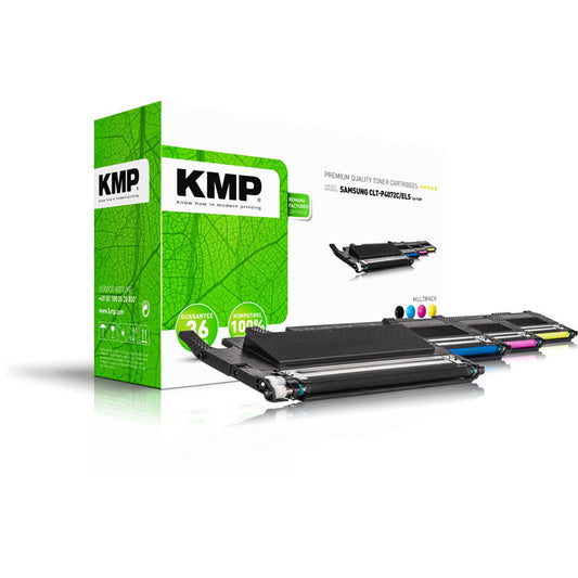 KMP SA-T38V schwarz, cyan, magenta, gelb Toner kompatibel zu SAMSUNG CLT-P4072C (SU382A), 4er-Set | 3502,0005 | 1 Pack = 4 St.
