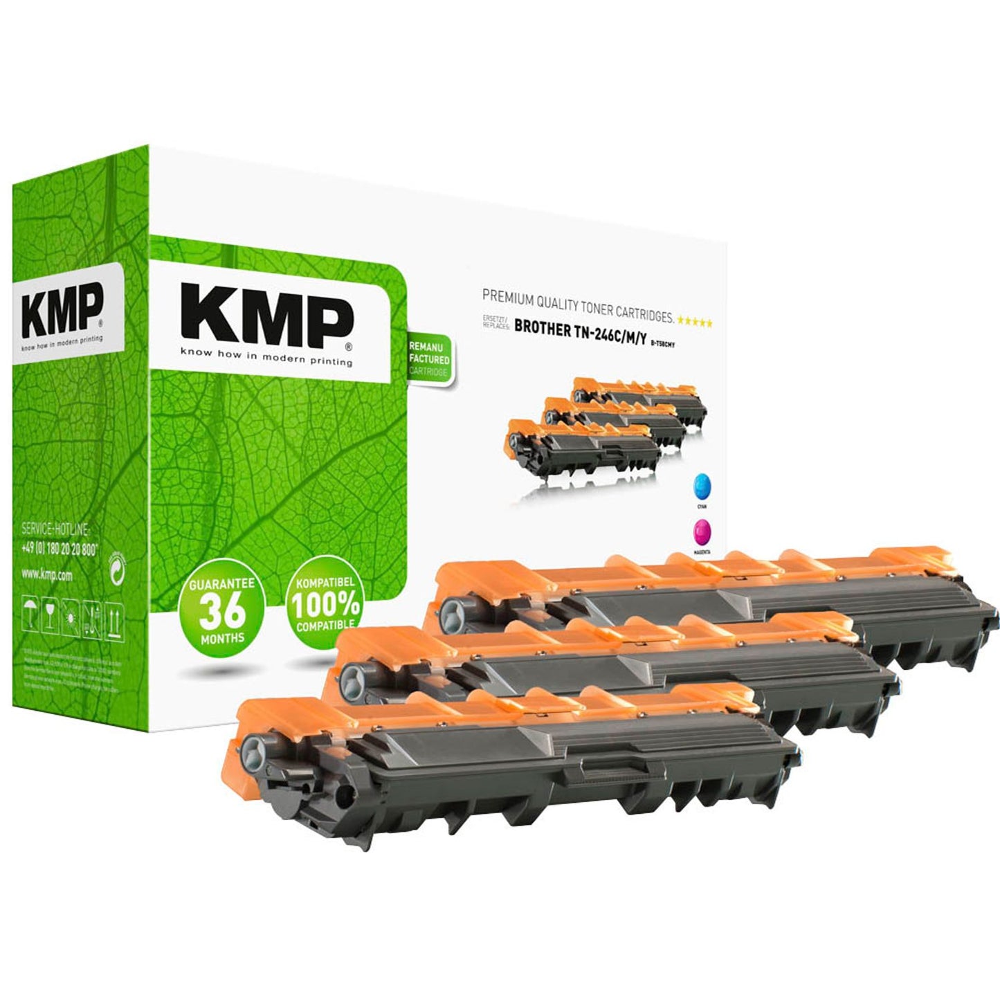 KMP cyan, magenta, gelb Toner kompatibel zu brother TN-246C/M/Y, 3er-Set | 1248,3030 | 1 Pack = 3 St.