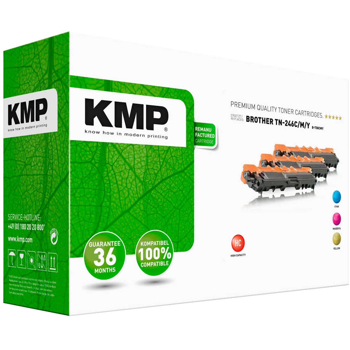 KMP cyan, magenta, gelb Toner kompatibel zu brother TN-246C/M/Y, 3er-Set | 1248,3030 | 1 Pack = 3 St.
