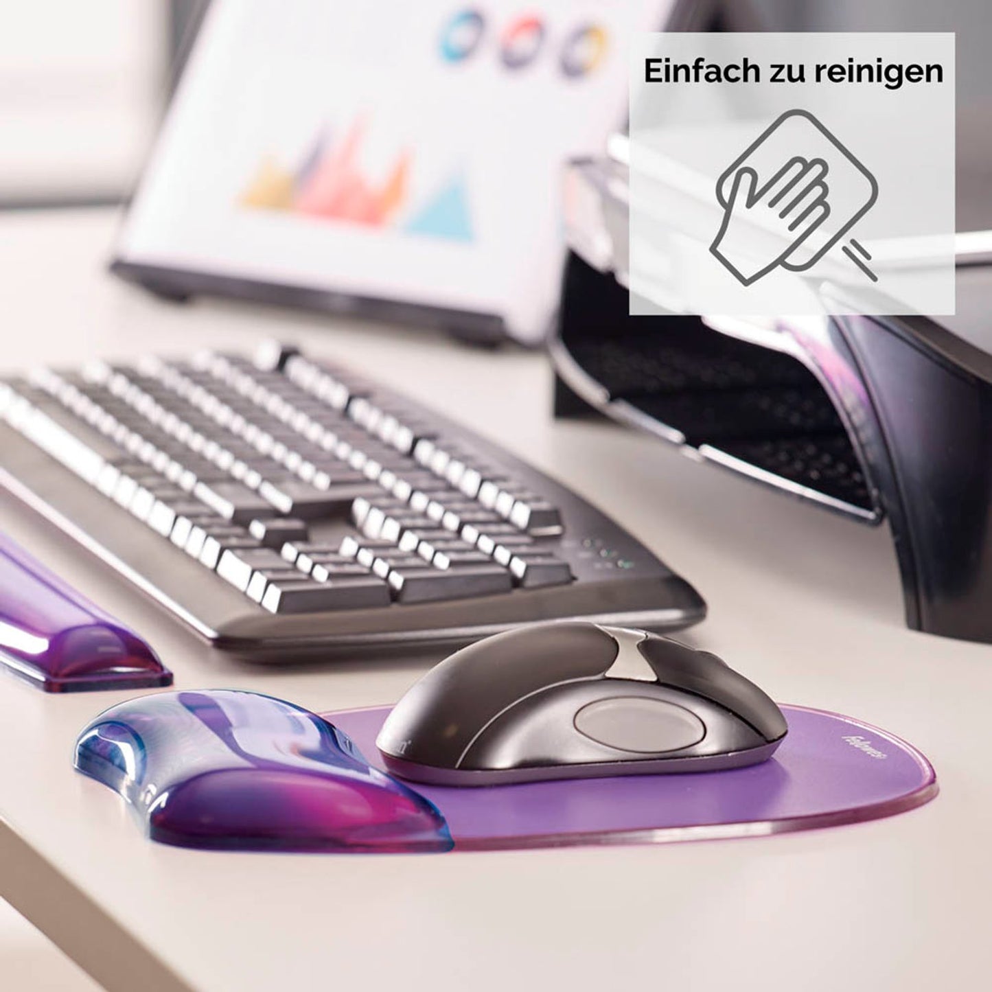 Fellowes Mousepad mit Handgelenkauflage Crystals Gel violett | 9144104