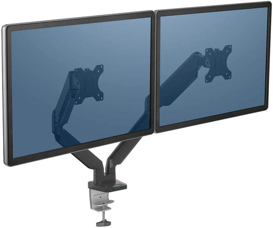 Fellowes Monitor-Halterung Platinum Series für 2 Monitore, Tischklemme, Tischbohrung