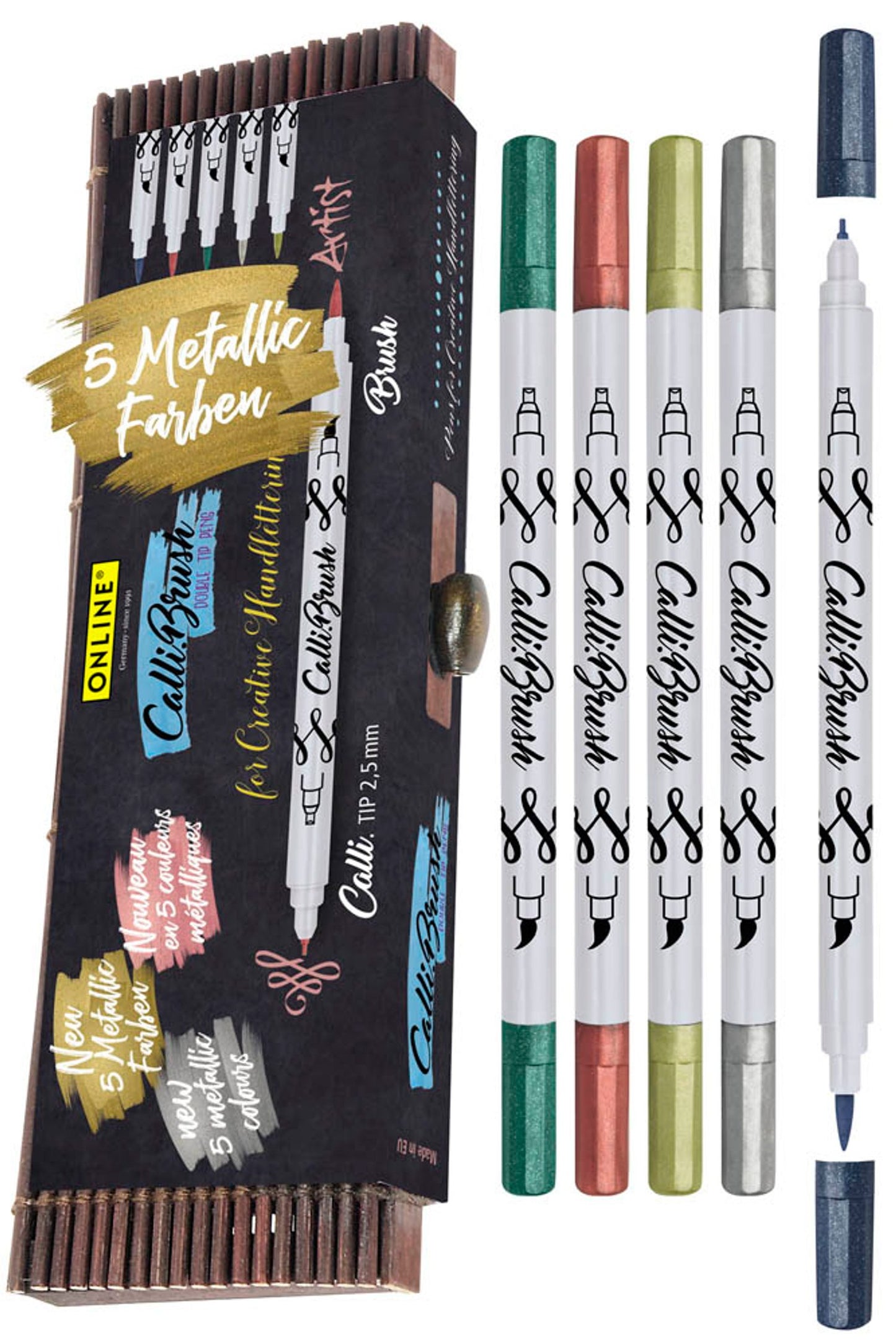 ONLINE® Calli.Brush Double Brush-Pens farbsortiert, 5 St.