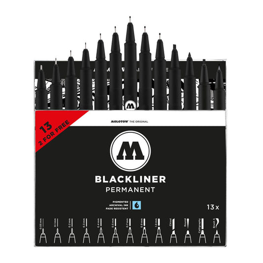 MOLOTOW Fineliner-Set schwarz | MO200495 | 1 Set = 13 Set