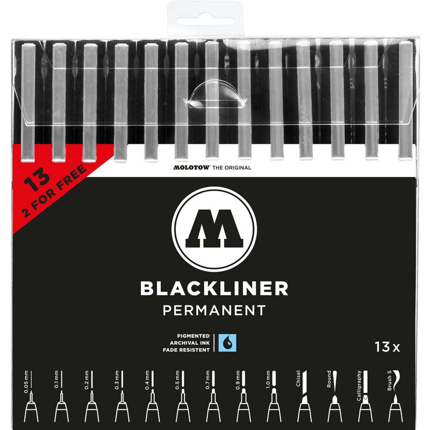 MOLOTOW Fineliner-Set schwarz | MO200495 | 1 Set = 13 Set