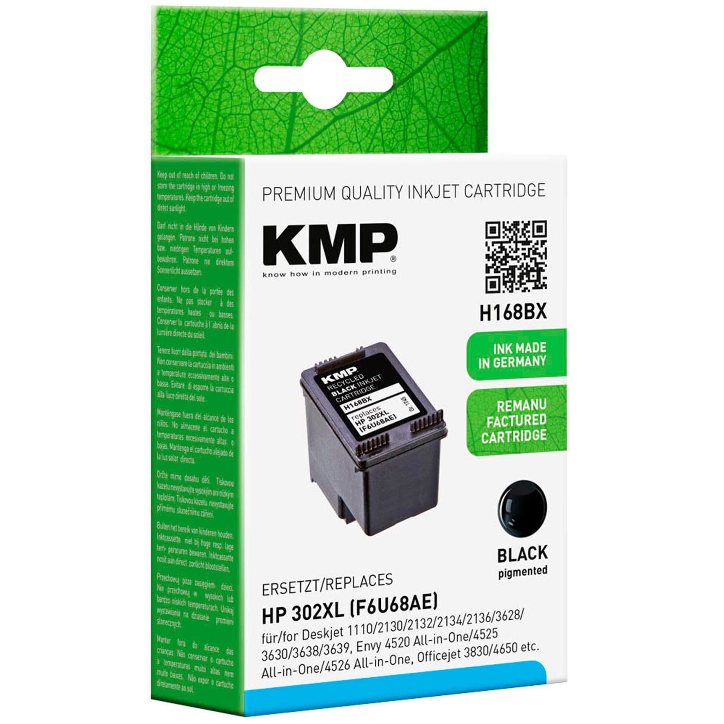 KMP H168BX schwarz Druckerpatrone kompatibel zu HP 302XL (F6U68AE) | 1745,4001
