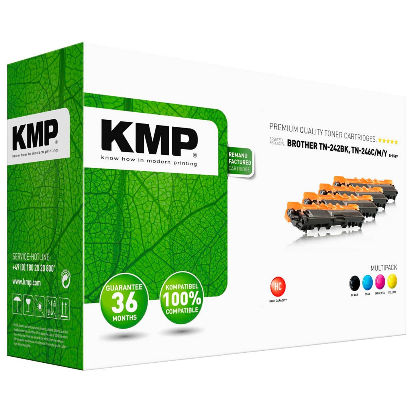 KMP B-T58V schwarz, cyan, magenta, gelb Toner kompatibel zu brother TN-242BK/TN-246CMY, 4er-Set | 1248,3005 | 1 Pack = 4 St.