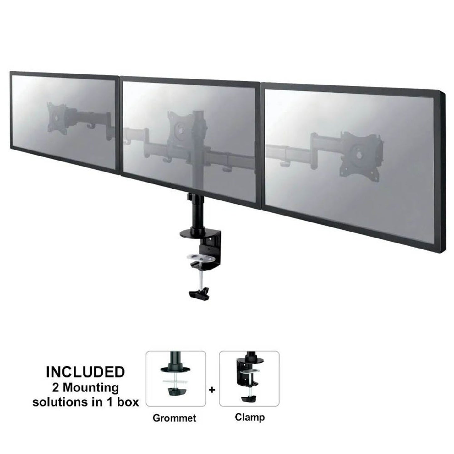 Neomounts Monitor-Halterung NM-D135D3 schwarz für 3 Monitore, Tischklemme, Tischbohrung | NM-D135D3BLACK