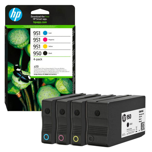 HP 950 + 951 () schwarz, cyan, magenta, gelb Druckerpatronen, 4er-Set | 6ZC65AE | 1 Pack = 4 St.