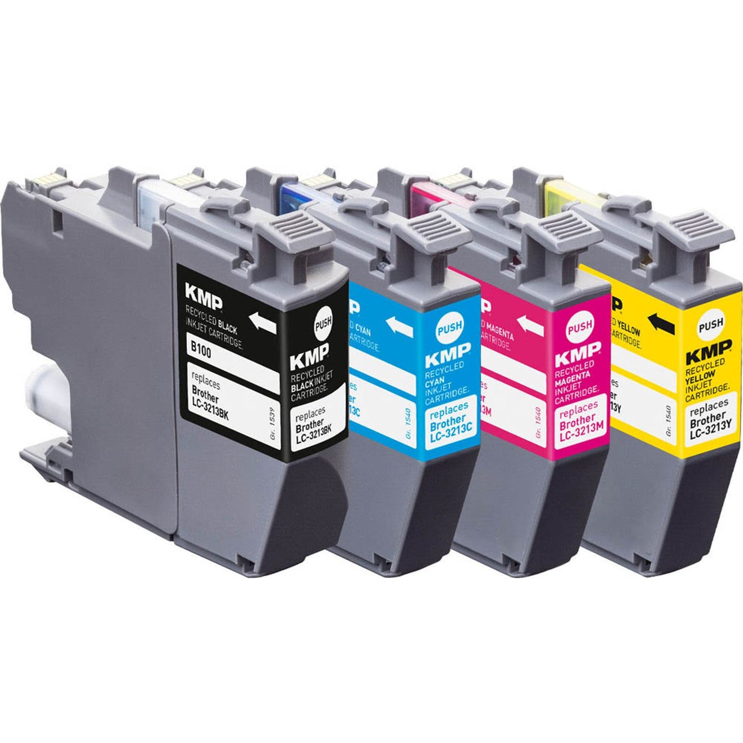 KMP B101V schwarz, cyan, magenta, gelb Druckerpatronen kompatibel zu brother LC-3213VAL, 4er-Set | 1539,4005 | 1 Pack = 4 St.