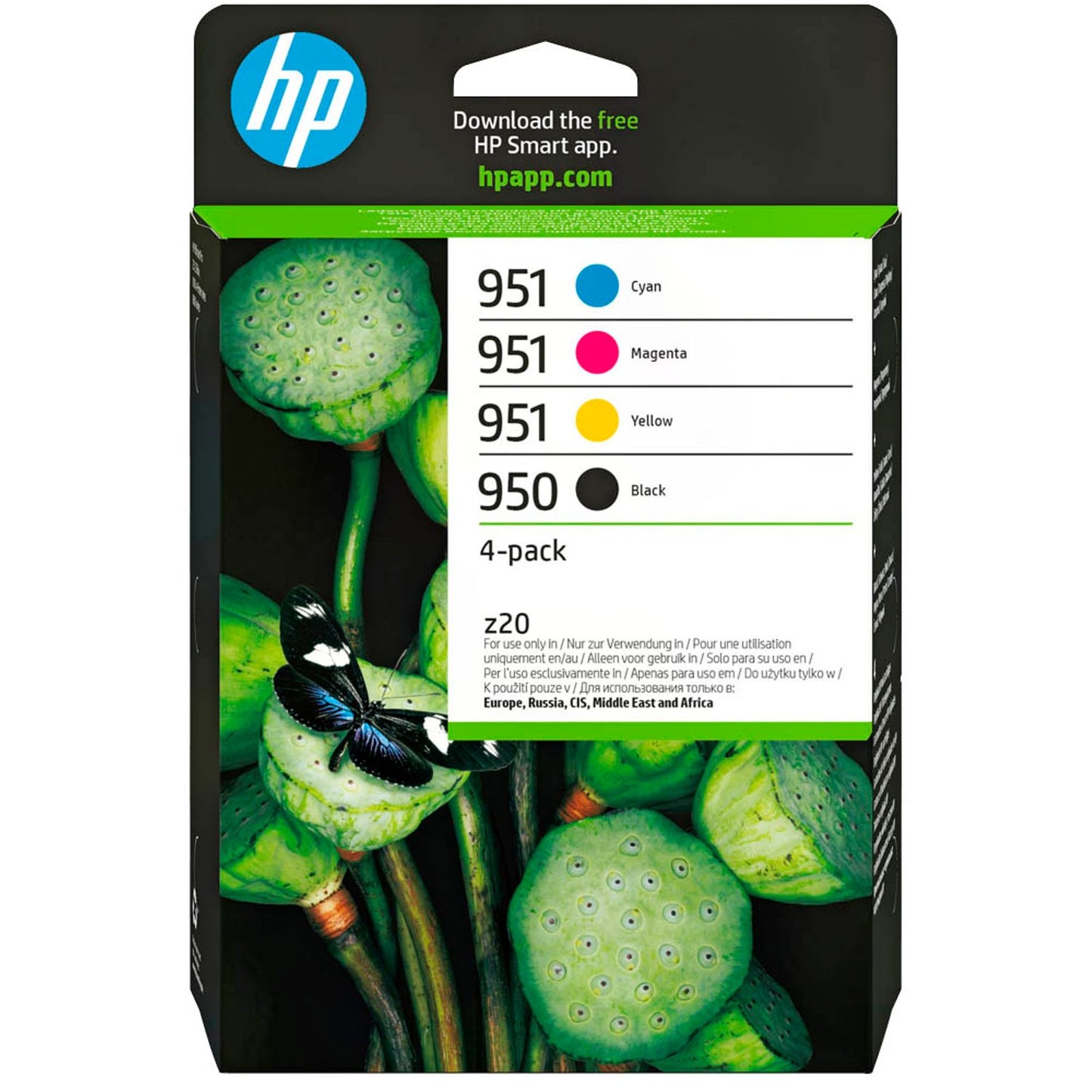 HP 950 + 951 () schwarz, cyan, magenta, gelb Druckerpatronen, 4er-Set | 6ZC65AE | 1 Pack = 4 St.