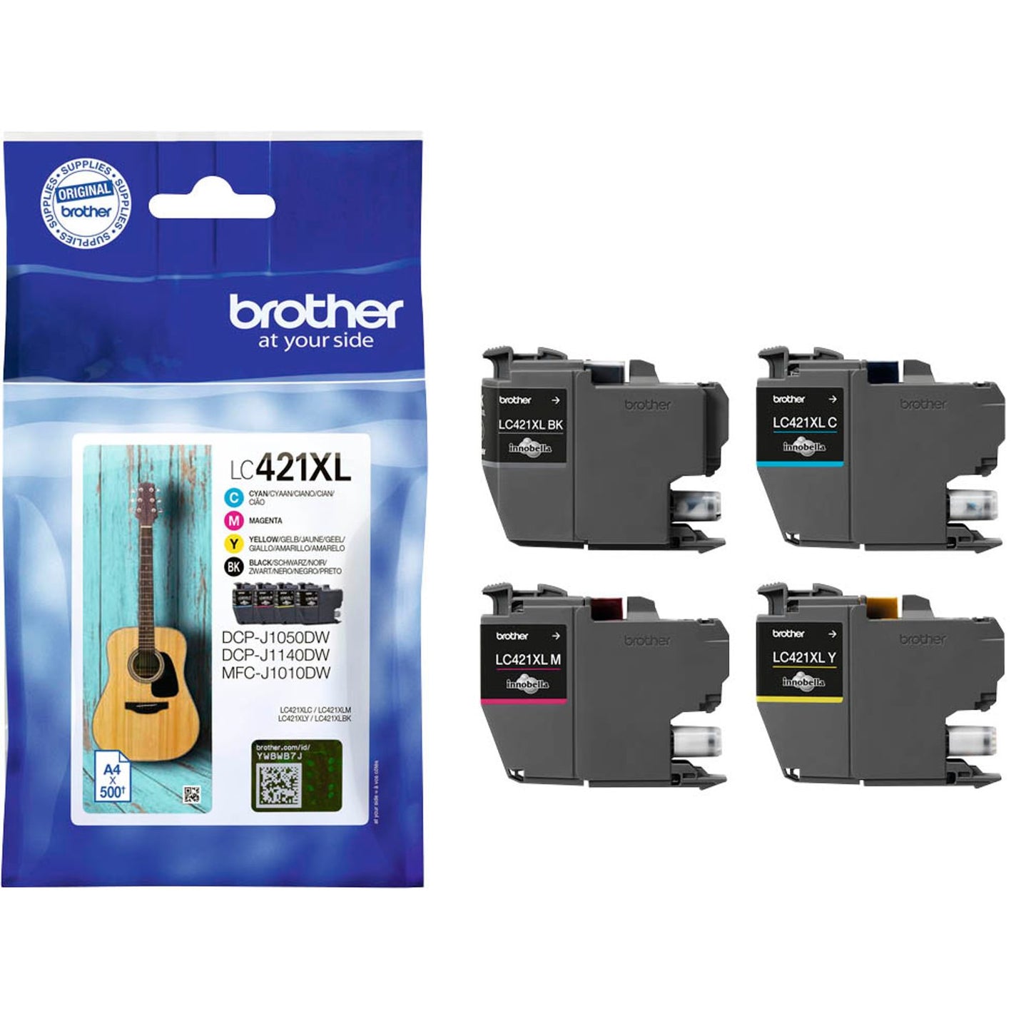 brother LC-421XLVAL schwarz, cyan, magenta, gelb Druckerpatronen, 4er-Set | LC421XLVAL | 1 Pack = 4 St.