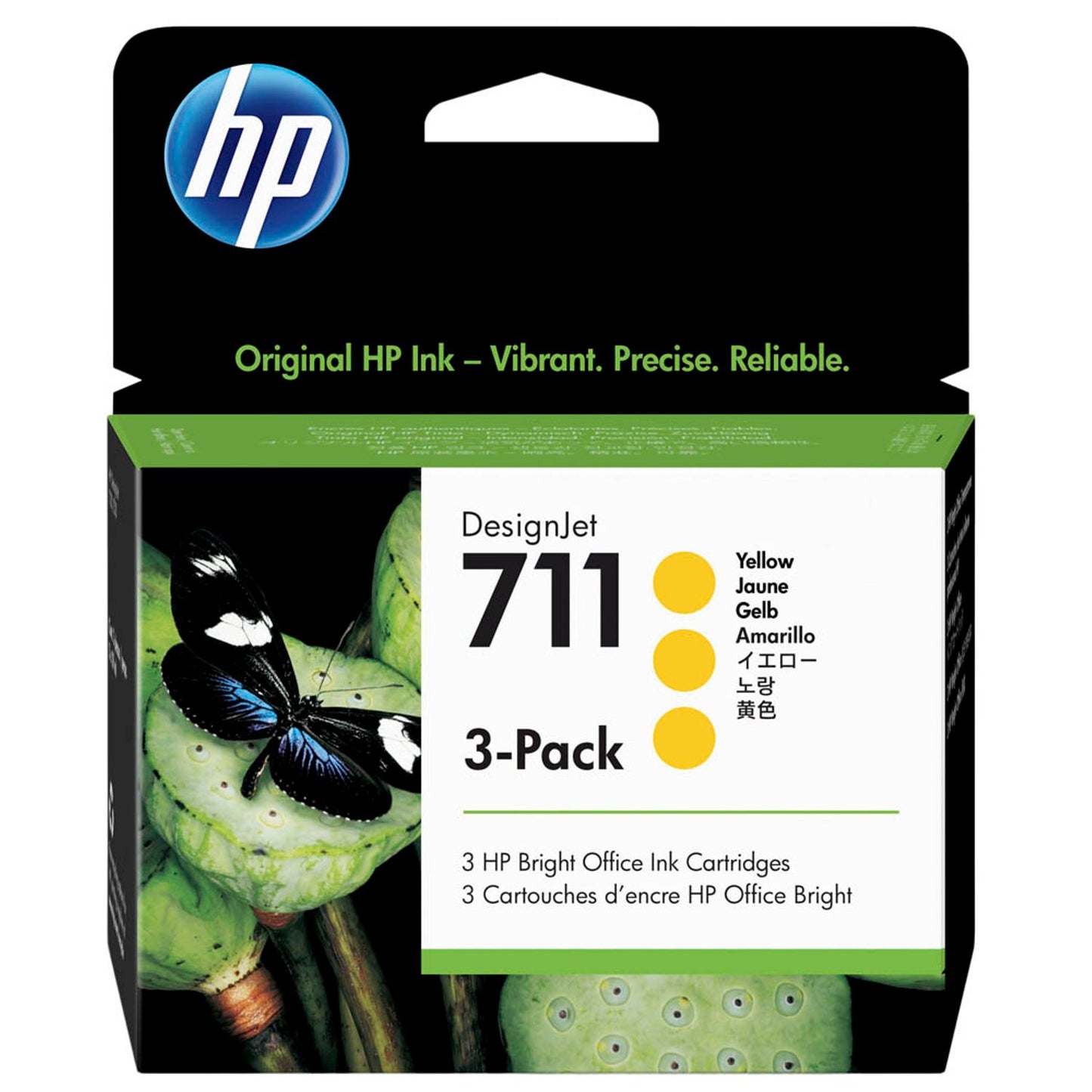 HP 711 () gelb Druckerpatronen, 3er-Set | CZ136A | 1 Pack = 3 St.