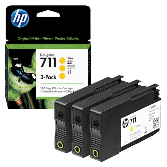 HP 711 () gelb Druckerpatronen, 3er-Set | CZ136A | 1 Pack = 3 St.