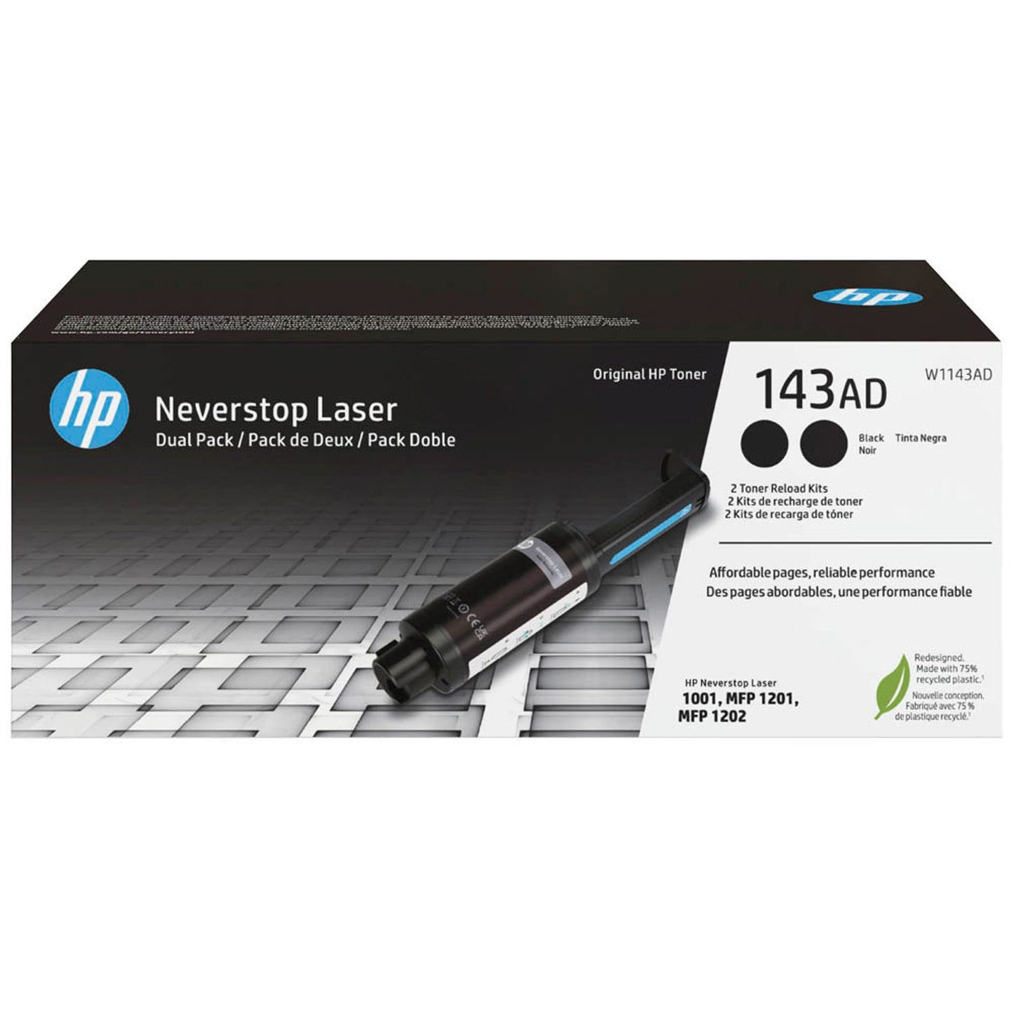 HP 143AD () schwarz Tonerkartuschen, 2er-Set | W1143AD | 1 Pack = 2 St.