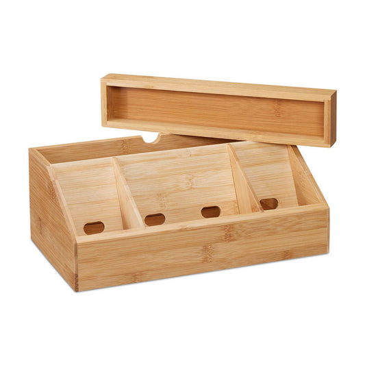 relaxdays Schreibtisch-Organizer braun Bambus 5 Fächer 30,0 x 17,5 x 11,0 cm | 10020335_0
