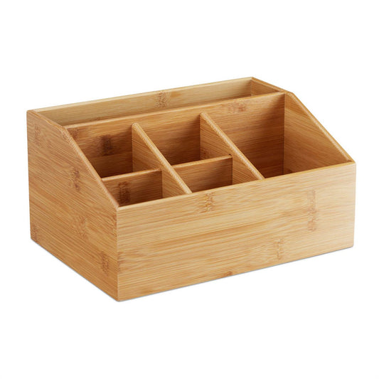 relaxdays Schreibtisch-Organizer braun Bambus 6 Fächer 28,0 x 19,5 x 14,0 cm | 10028807_0