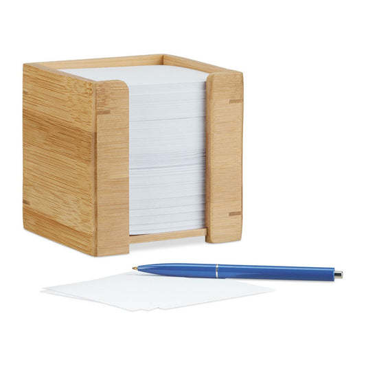 relaxdays Zettelbox braun inkl. 900 Notizzettel | 10022190_0