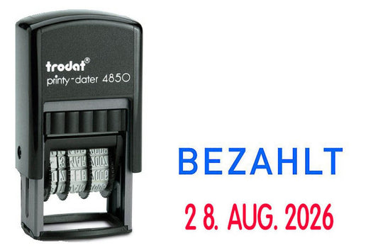 trodat Datumstempel mit Text printy-dater 4850/L selbstfärbend blau rot
