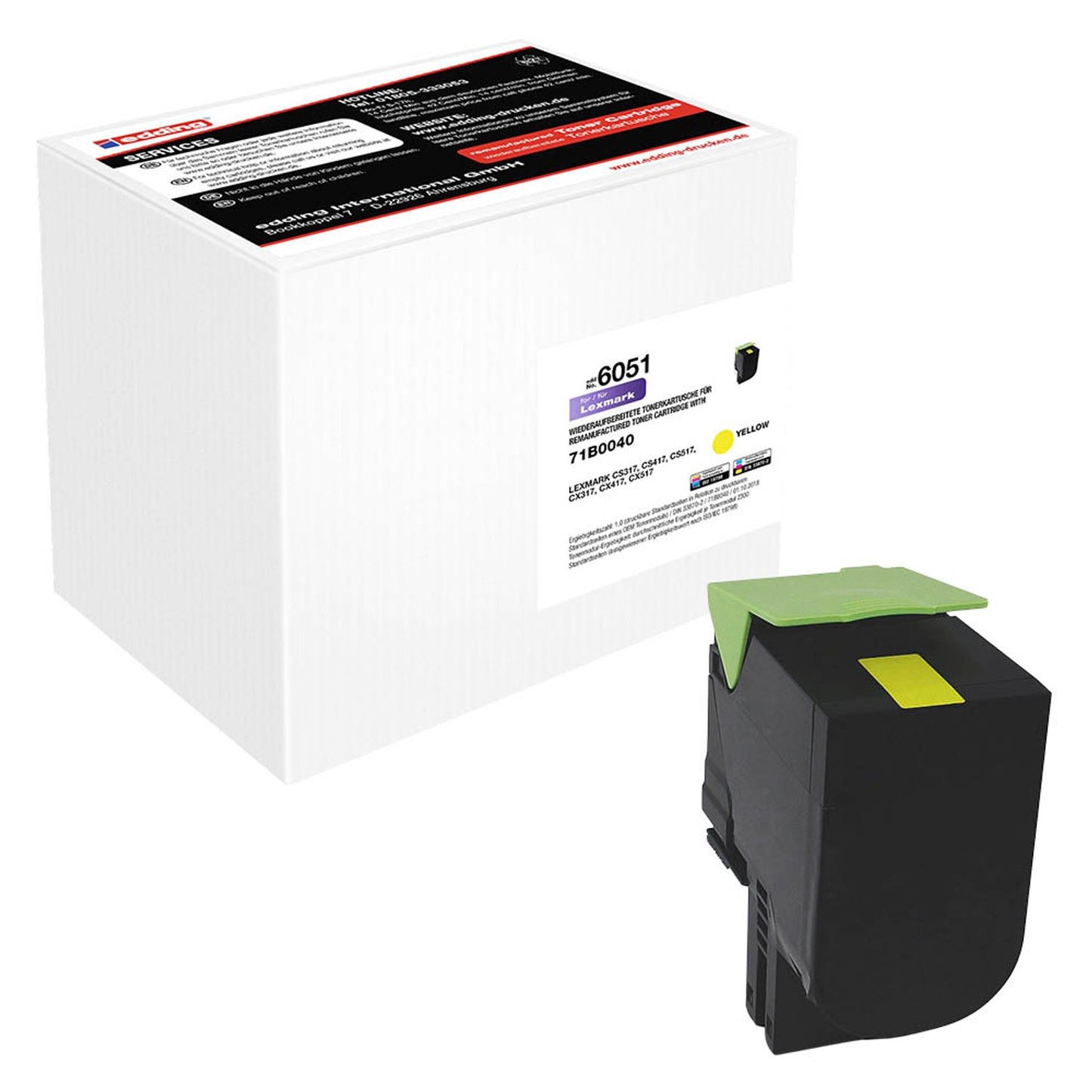 edding EDD-6051 gelb Toner kompatibel zu LEXMARK 71B0040/71B20Y0 | 18-6051