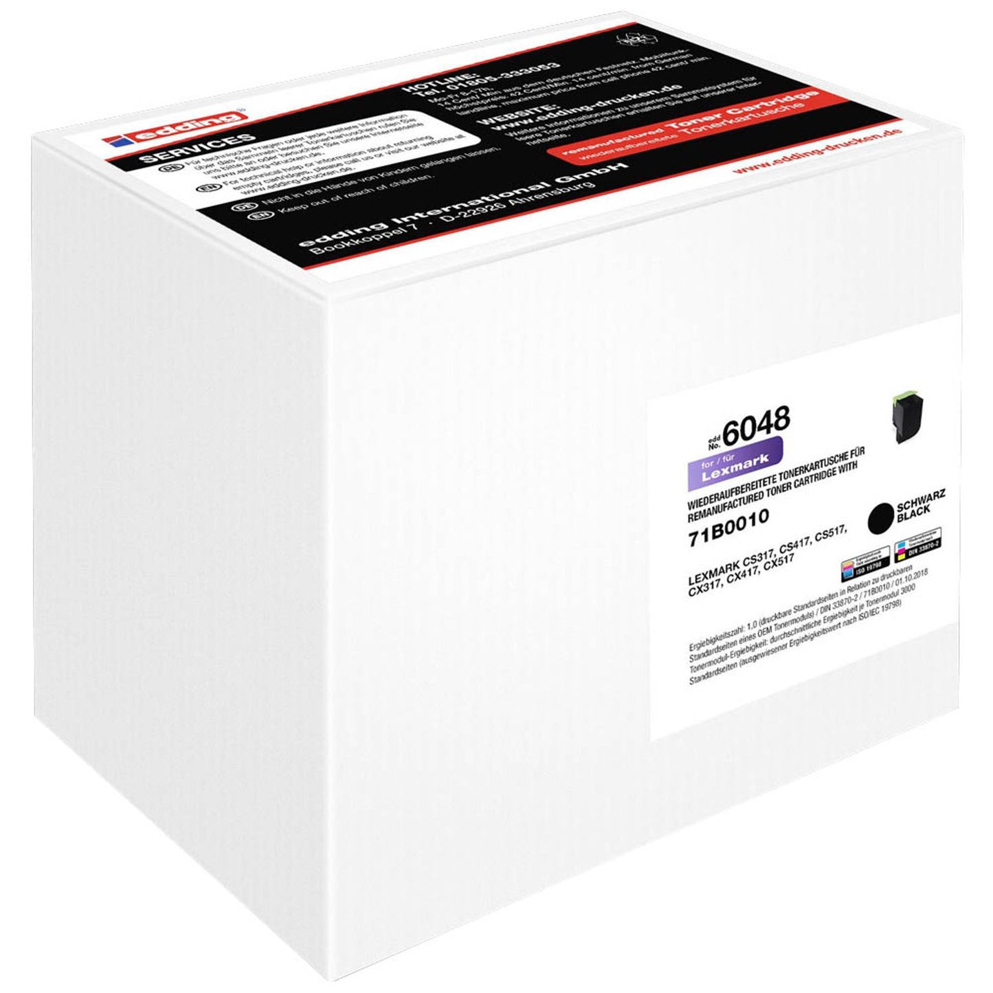 edding EDD-6048 schwarz Toner kompatibel zu LEXMARK 71B0010/71B20K0 | 18-6048