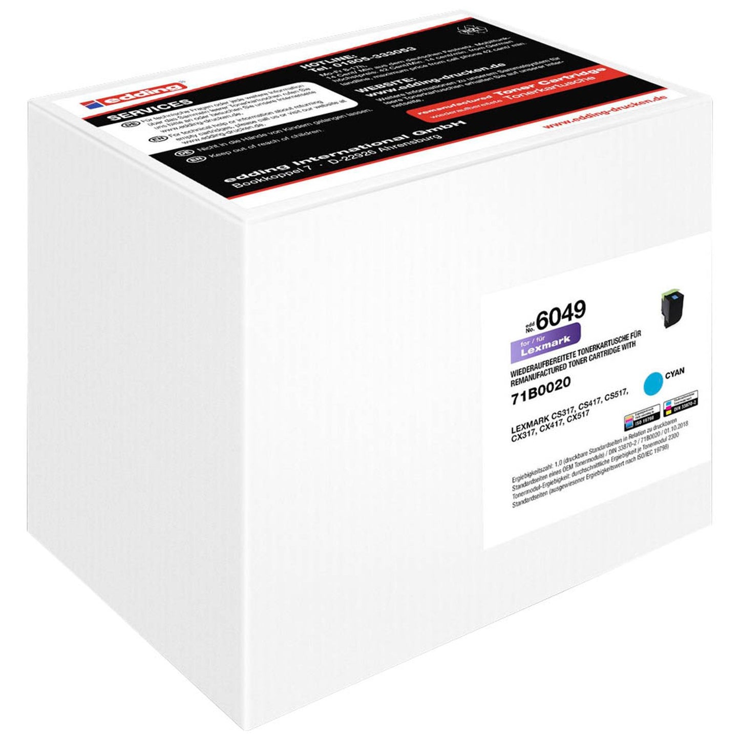 edding EDD-6049 cyan Toner kompatibel zu LEXMARK 71B0020/71B20C0 | 18-6049
