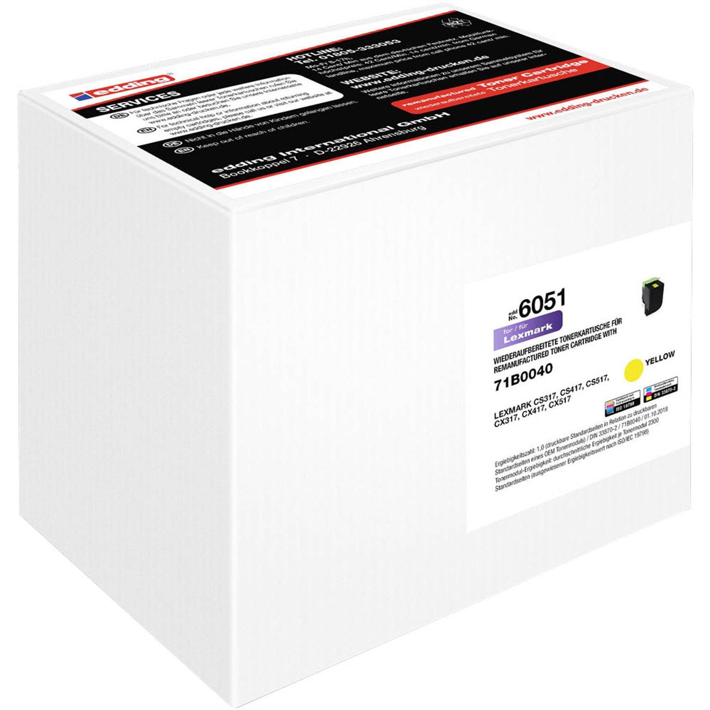 edding EDD-6051 gelb Toner kompatibel zu LEXMARK 71B0040/71B20Y0 | 18-6051