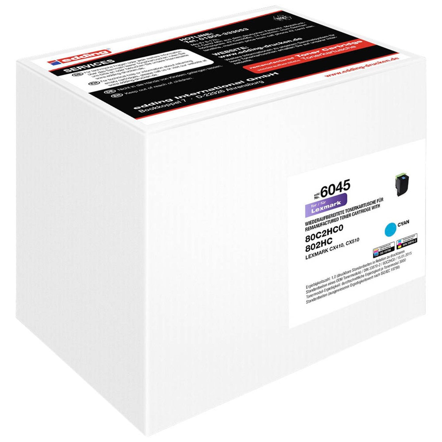 edding EDD-6045 cyan Toner kompatibel zu LEXMARK 80C2HC0 | 18-6045