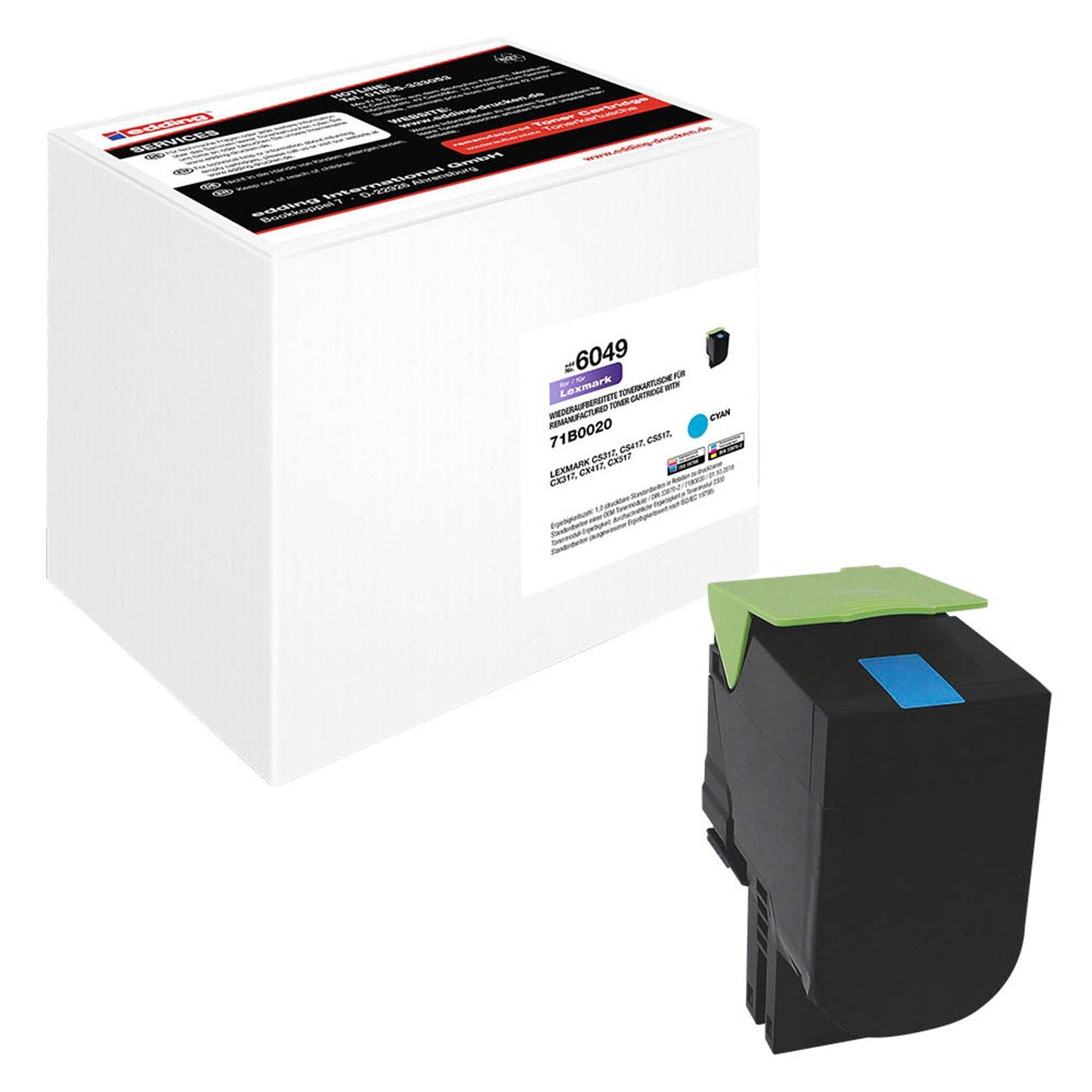 edding EDD-6049 cyan Toner kompatibel zu LEXMARK 71B0020/71B20C0 | 18-6049