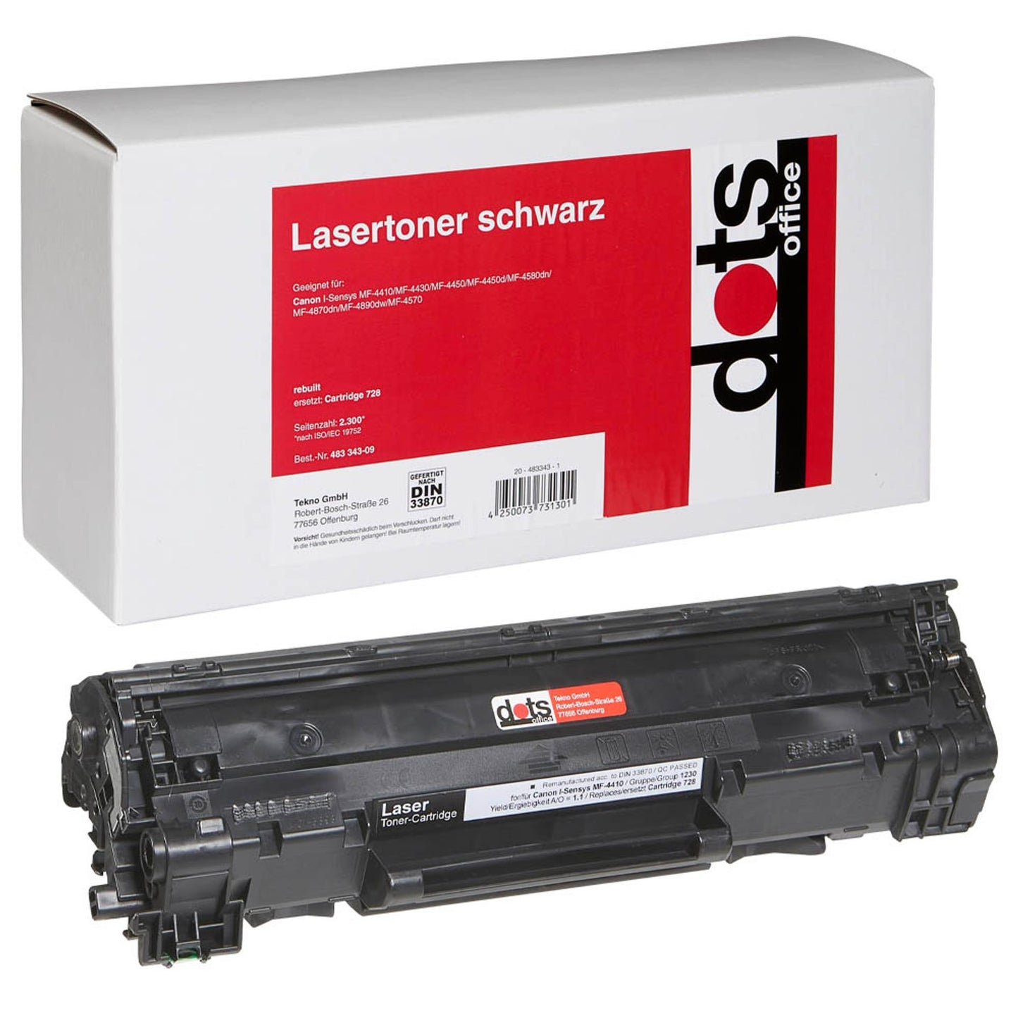 dots schwarz Toner kompatibel zu Canon 728 BK | 1230,1000-DOTS