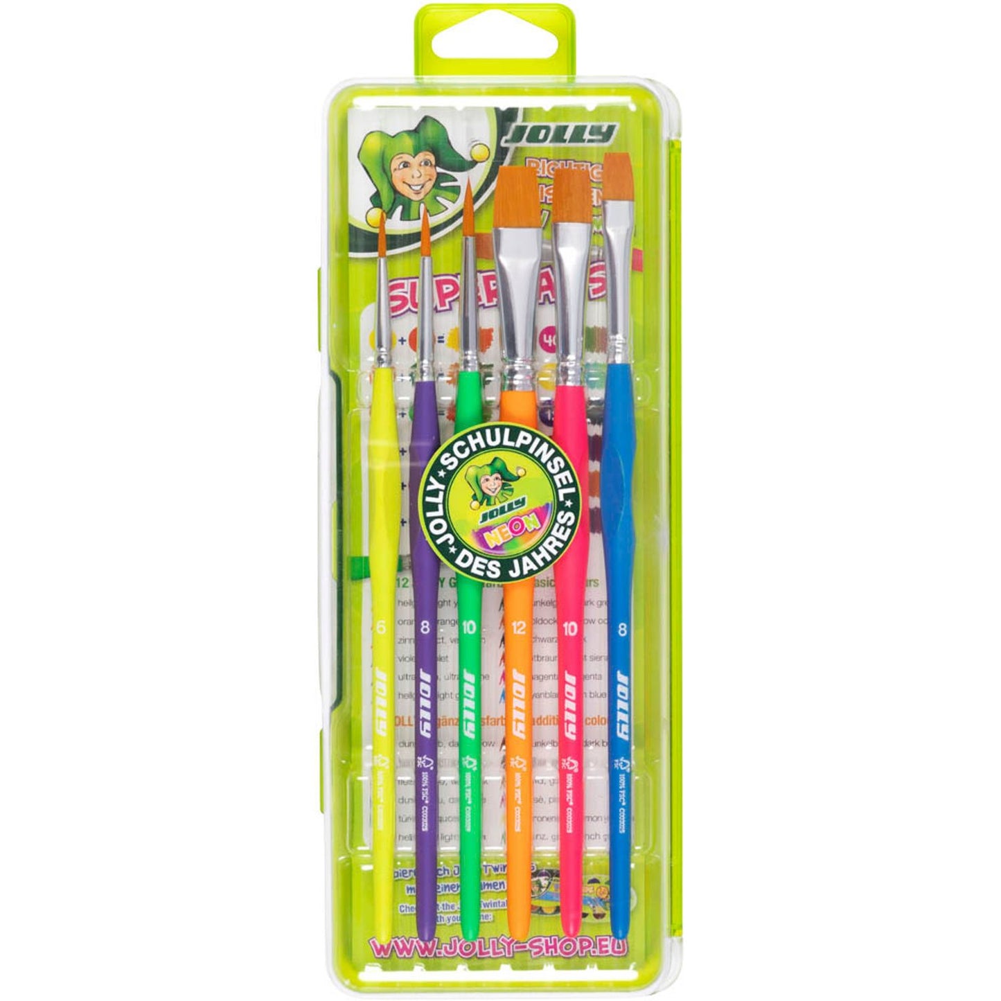JOLLY NEON Pinsel-Set Größe 6, 8, 10, 12, 6-teilig | 9460-0007 | 1 Pack = 6 St.