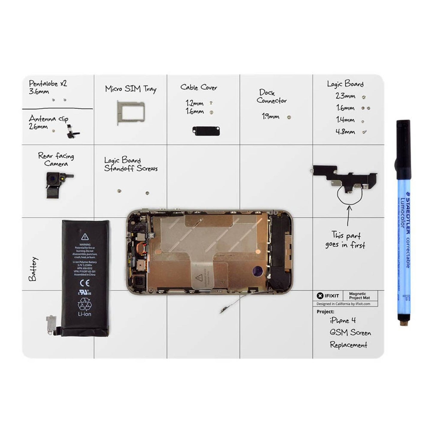 iFixit magnetische Arbeitsunterlage Magnetic Project Mat Kunststoff weiß | EU145167-4
