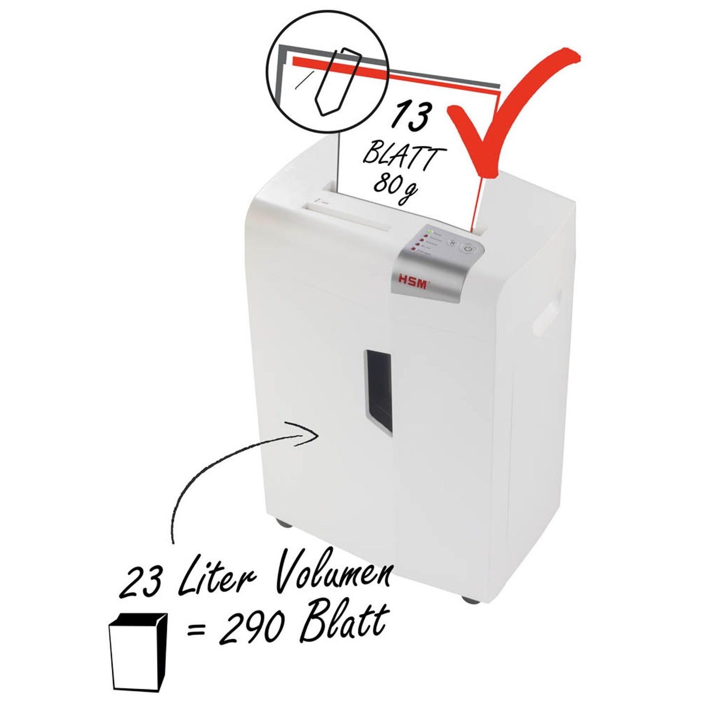 HSM shredstar X13 Aktenvernichter mit Partikelschnitt P-4, 4 x 37 mm, bis , weiß | 1057121