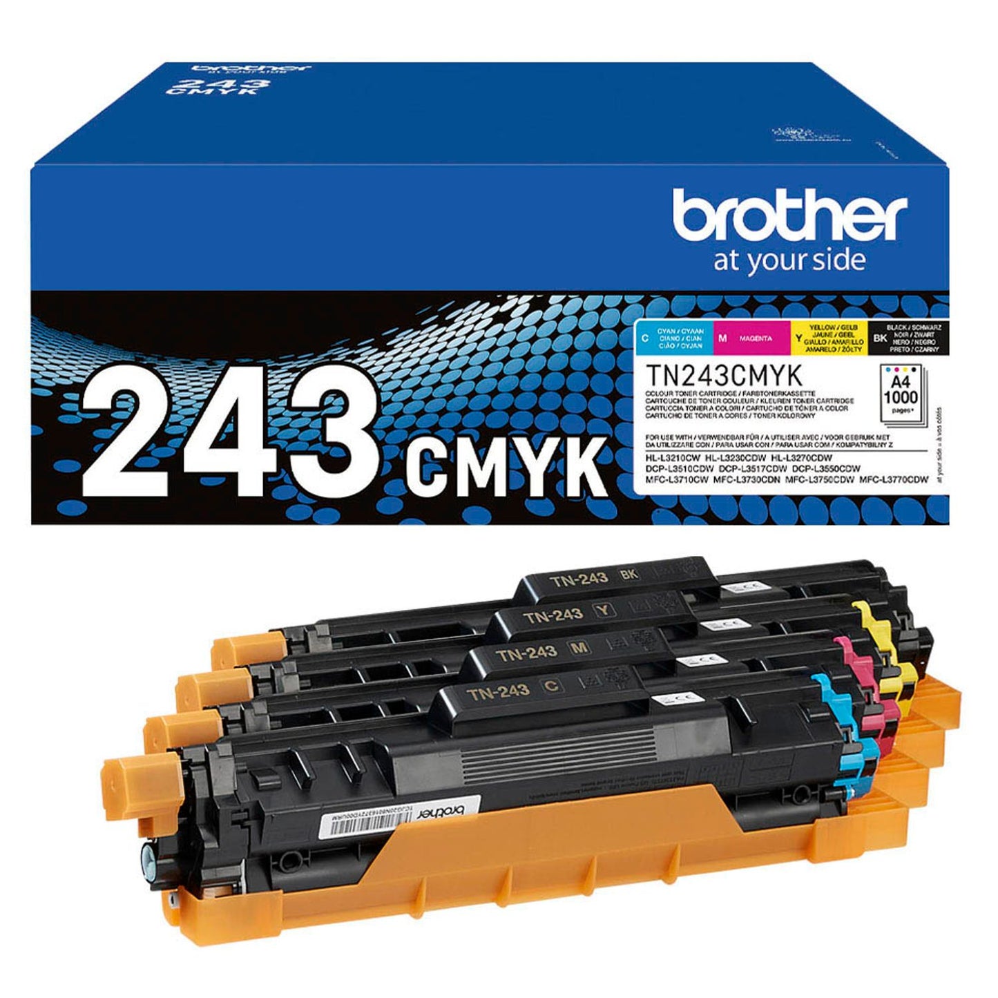 brother TN-243CMYK schwarz, cyan, magenta, gelb Toner, 4er-Set | TN243CMYK | 1 Pack = 4 St.