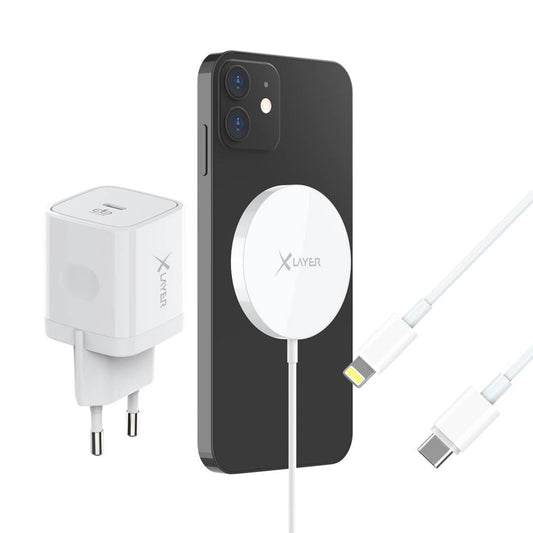 XLAYER Wireless Magnetic Starter Set Induktive Ladestation weiß, Kabellänge: 1,0 m, 15 Watt | 219370
