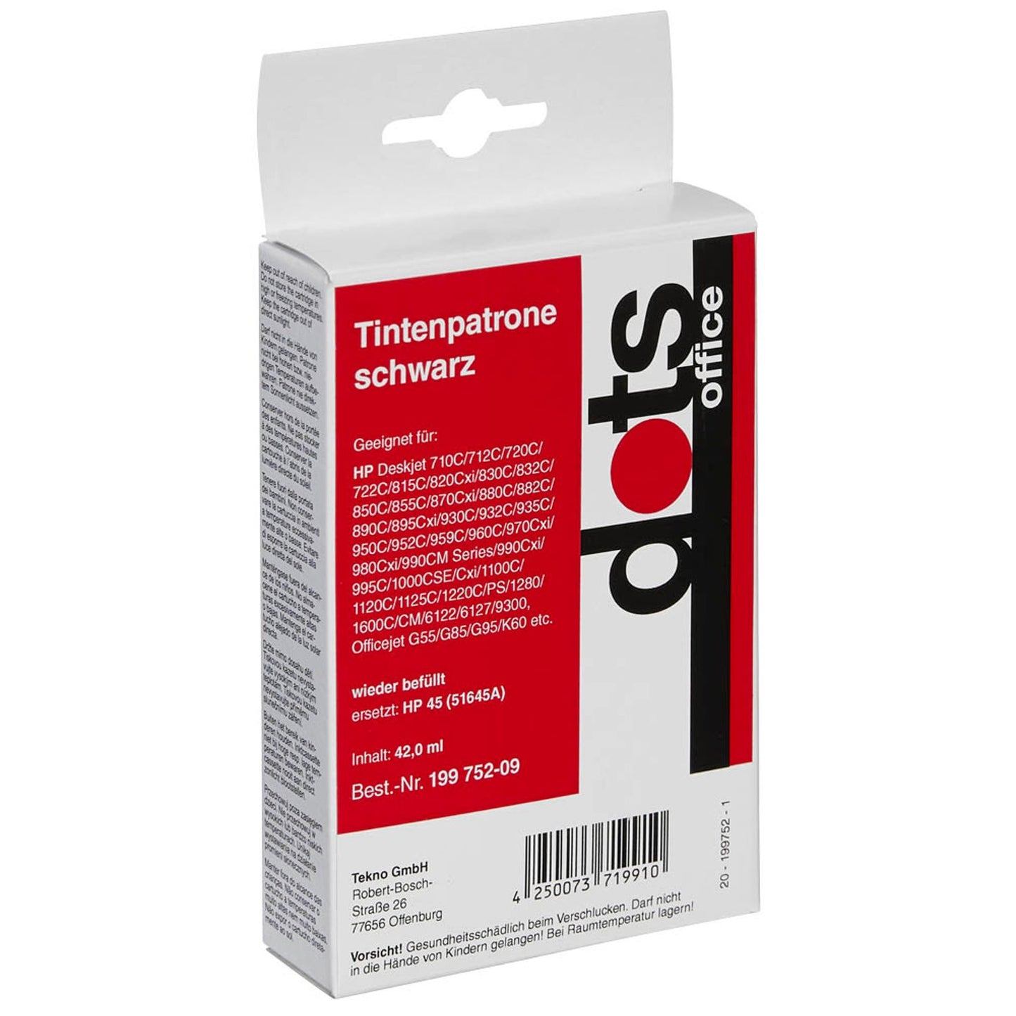 dots schwarz Druckerpatrone kompatibel zu HP 45 (51645A) | 0927,4451-DOTS