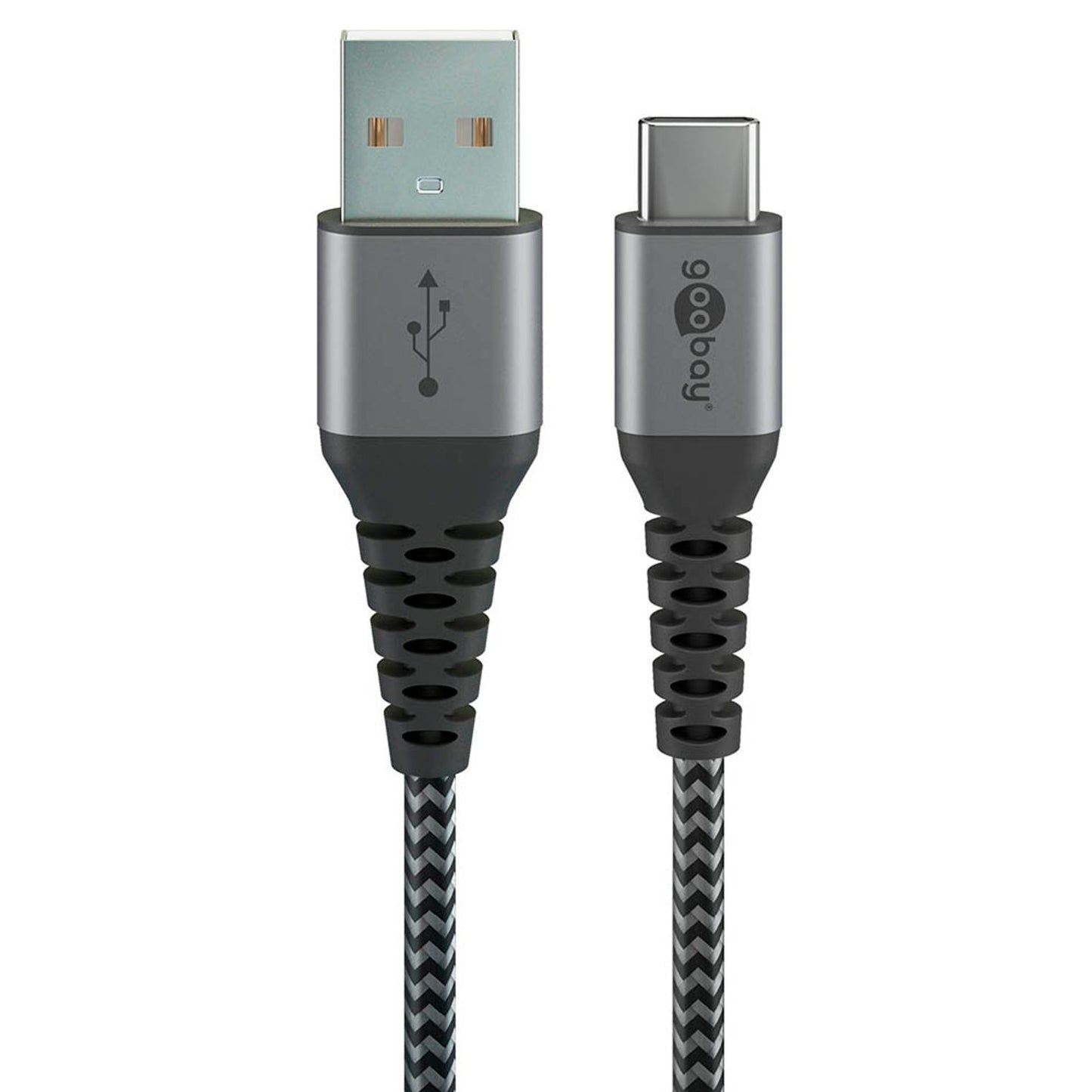goobay USB 2.0 A/USB C Kabel schwarz, grau, 1 St.