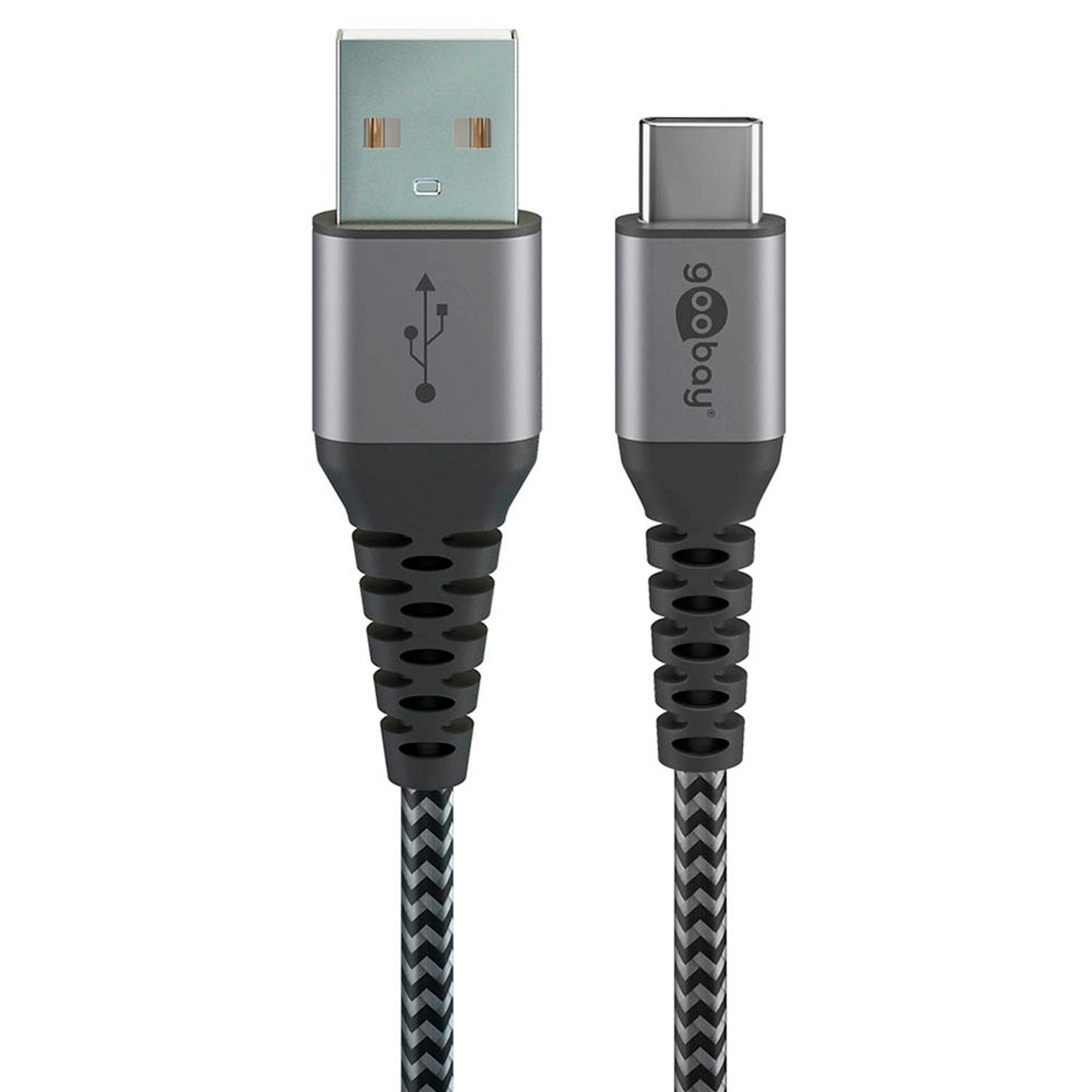goobay USB 2.0 A/USB C Kabel schwarz, grau, 1 St.