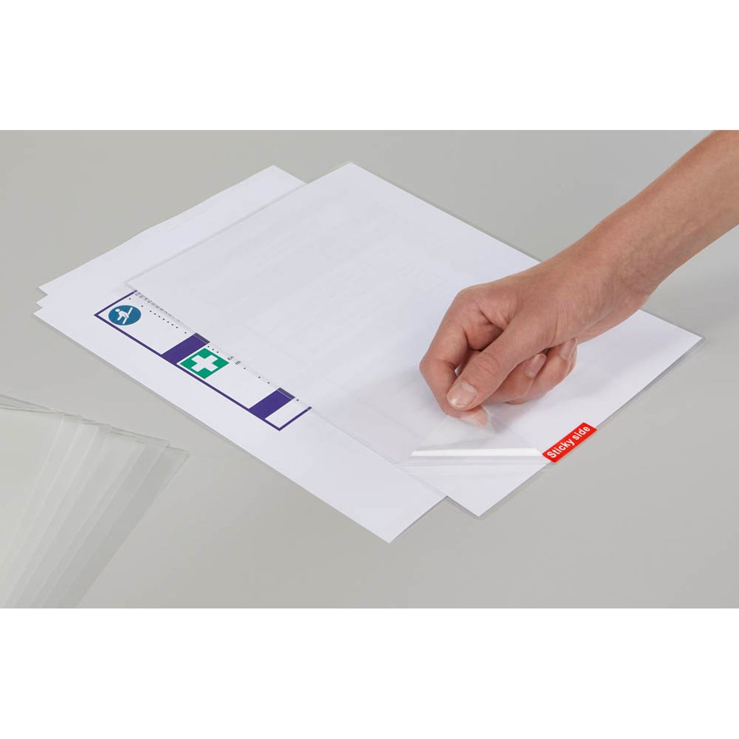 LMG Sticky Side, non permanent Laminierfolien glänzend für A4 80 micron selbstklebender Rücken | LMGA4-80-STS | 1 Pack = 100 St.