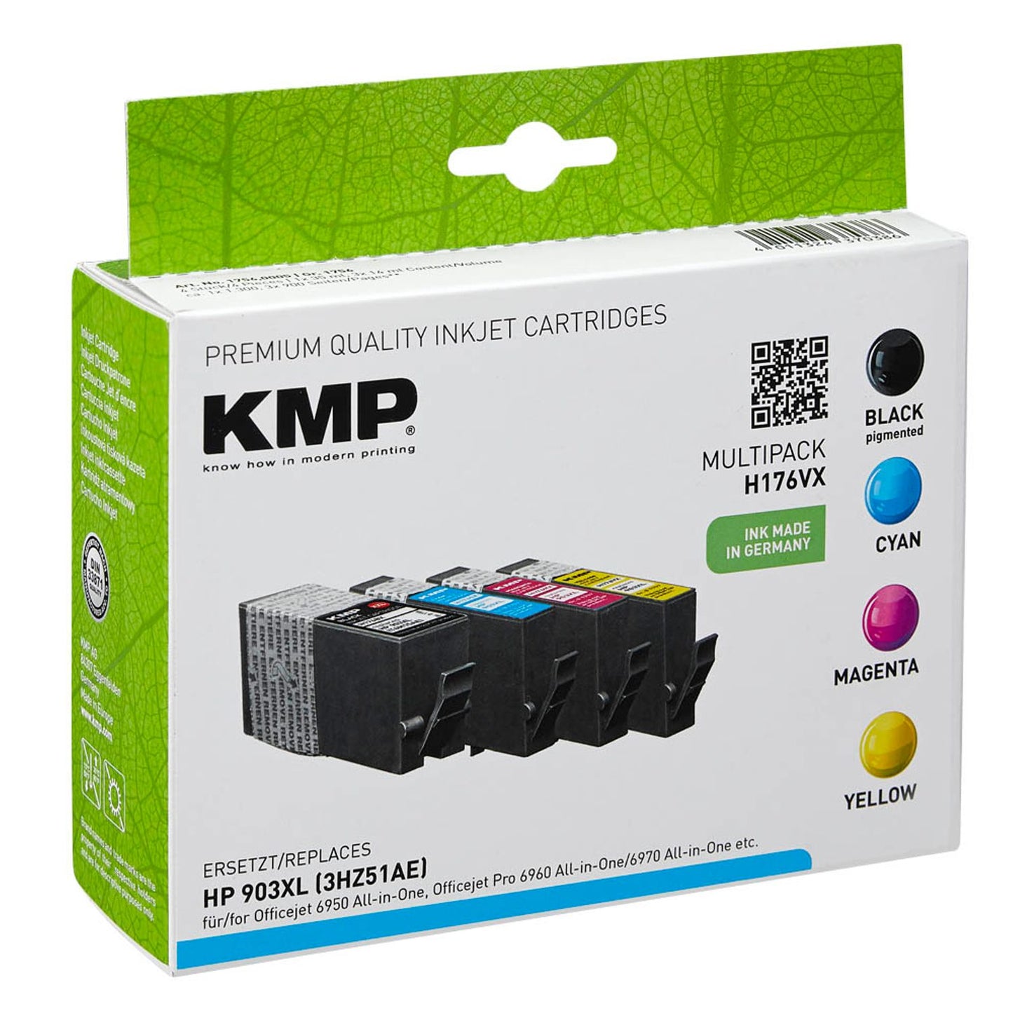 KMP H176VX schwarz, cyan, magenta, gelb Druckerpatronen kompatibel zu HP 903XL (3HZ51AE), 4er-Set | 1756,0005 | 1 Pack = 4 St.