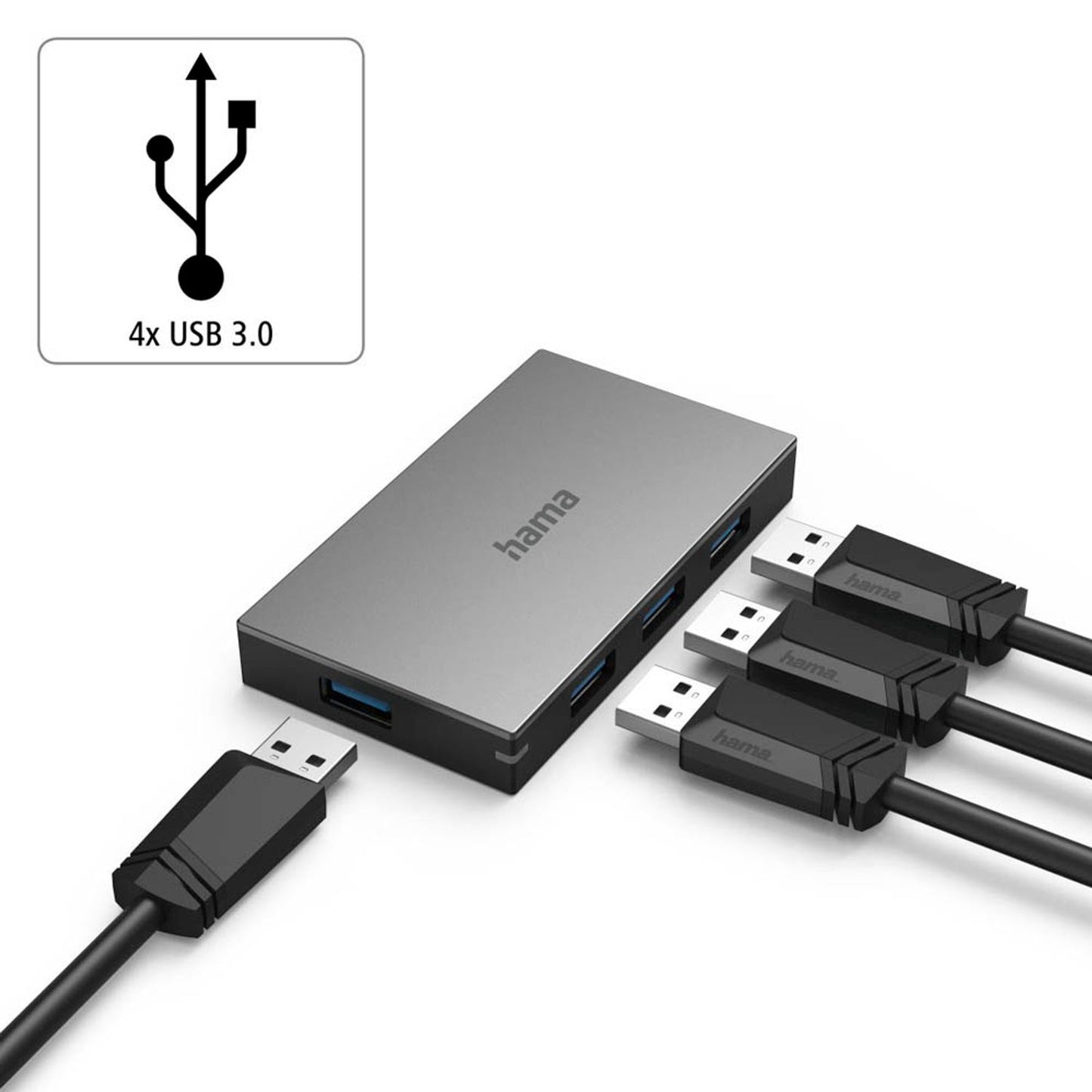 hama USB-Hub 4-fach grau | 200115