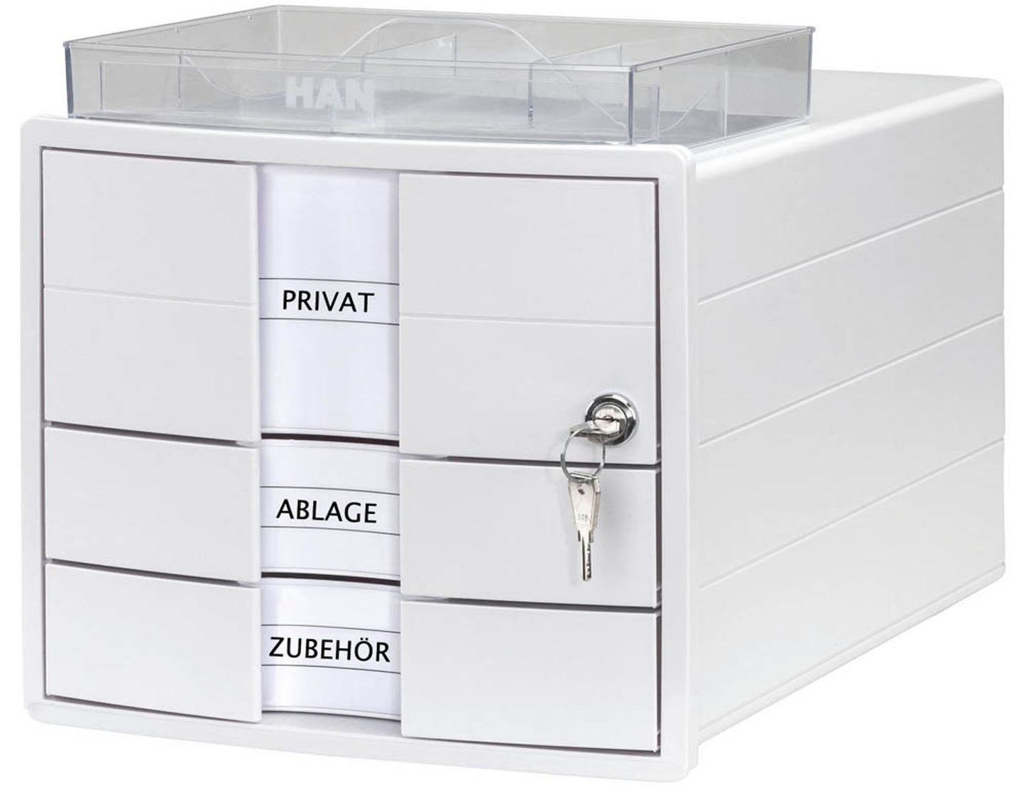 HAN Schubladenbox IMPULS mit Schloss  DIN C4 mit 3 Schubladen