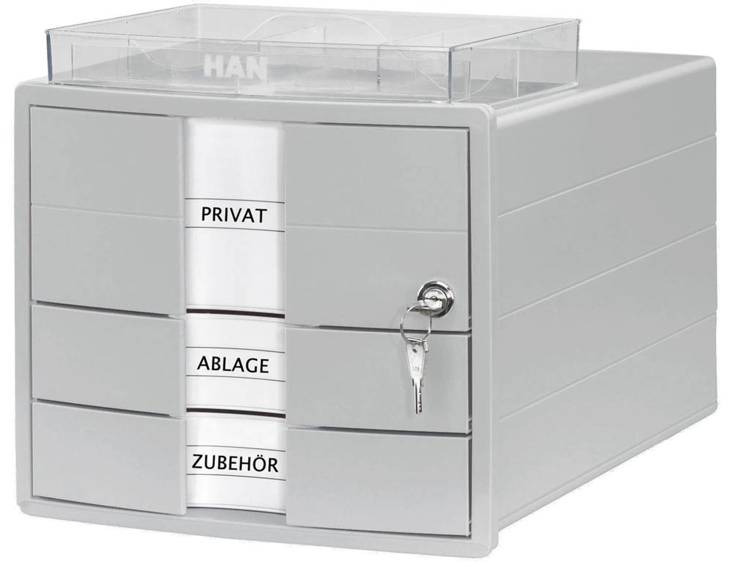 HAN Schubladenbox IMPULS mit Schloss  DIN C4 mit 3 Schubladen