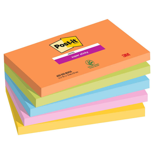 Post-it® Super Sticky Notes Bangkok Collection Haftnotizen extrastark farbsortiert, 5 Blöcke | 7100258793 | 1 Pack = 5 Blöcke