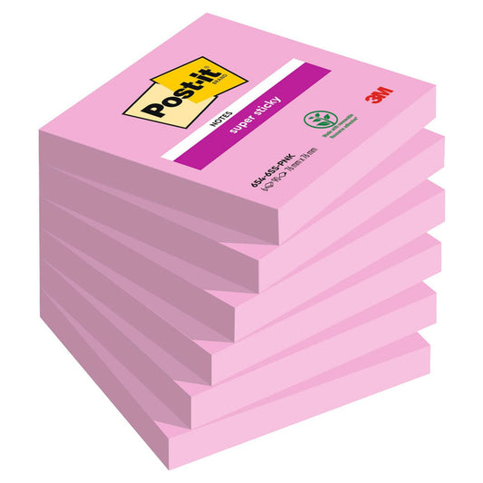 Post-it® Super Sticky Haftnotizen extrastark pink, 6 Blöcke | 7100259225 | 1 Pack = 6 Blöcke
